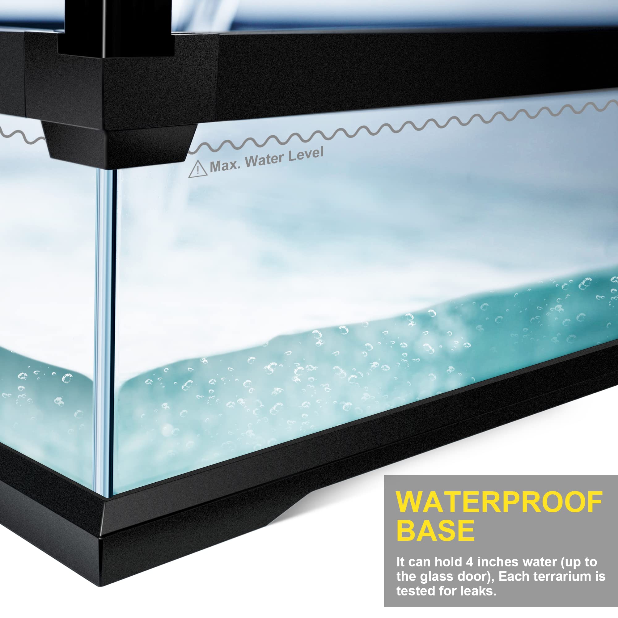 Neptonion 43 Gallon Professional Glass Terrarium 24''X18''X24'' Durable Reptile Habitat Tank With Heat Resistant Aluminum Alloy